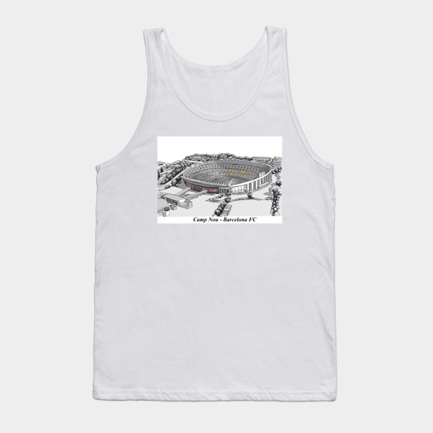 Drawing of Camp Nou Stadium @ Barcelona FC Tank Top by Roza@Artpage